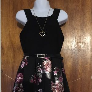 NWOT Black/ Pink Poppies and Roses dress Sz:8